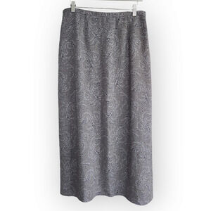Vintage Worthington Gray Black Paisley Whimsigoth Midi Skirt 8